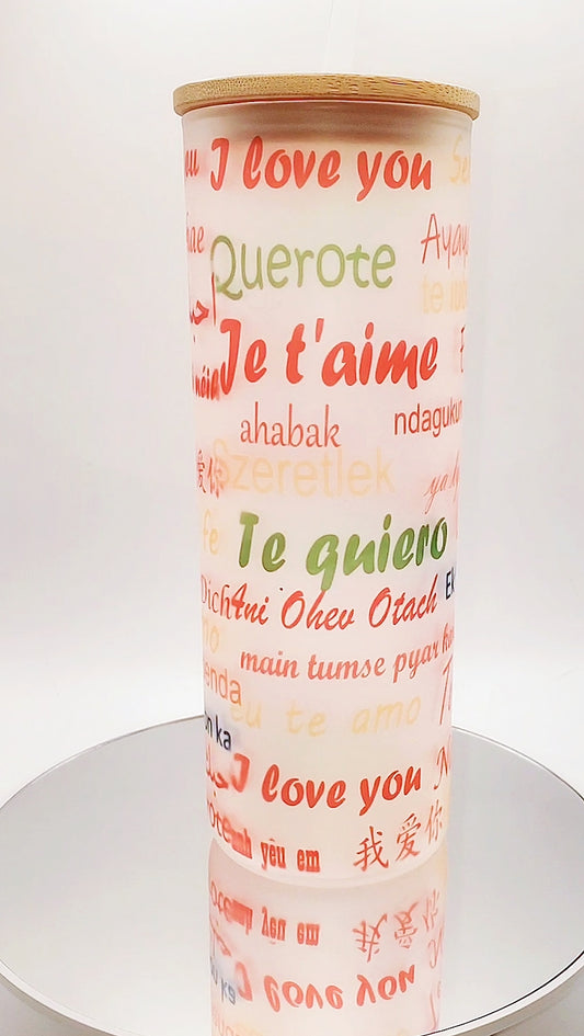 I LOVE YOU IN 50 LANGUAGES 25OZ GLASS TUMBLER