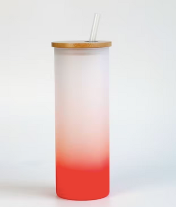 25OZ GLASS OMBRE GRADIENT TUMBLERS FOR CUSTOMIZATION (INCLUDES BAMBOO LID & STRAW)